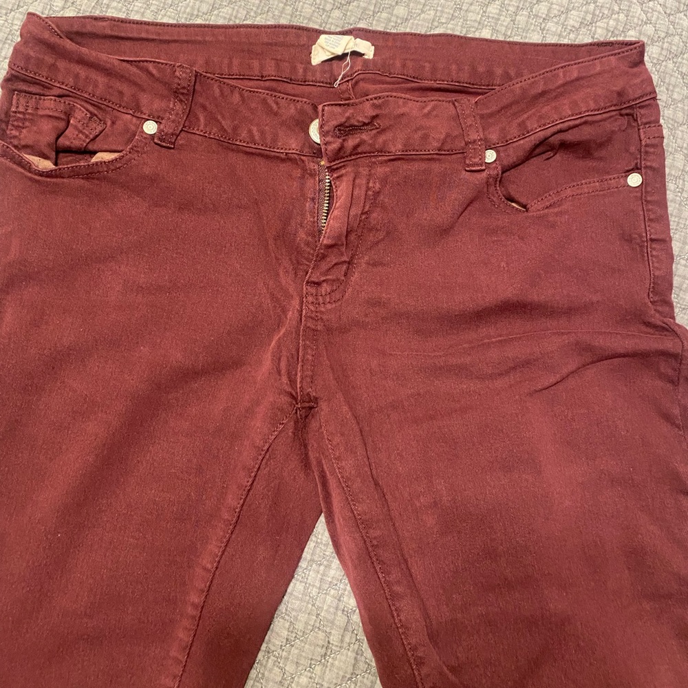 Burgundy juniors skinny jeans